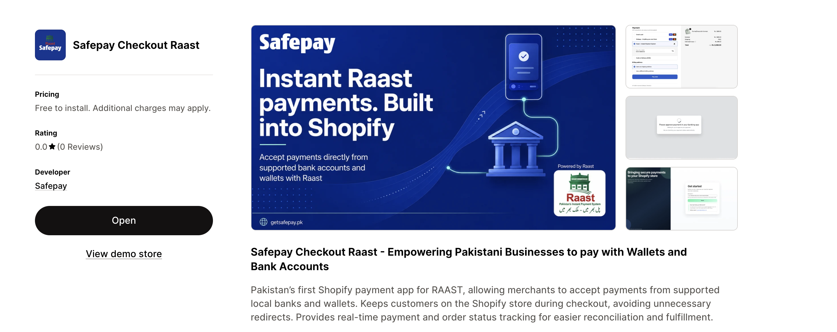 Safepay Checkout Raast on the Shopify App Store